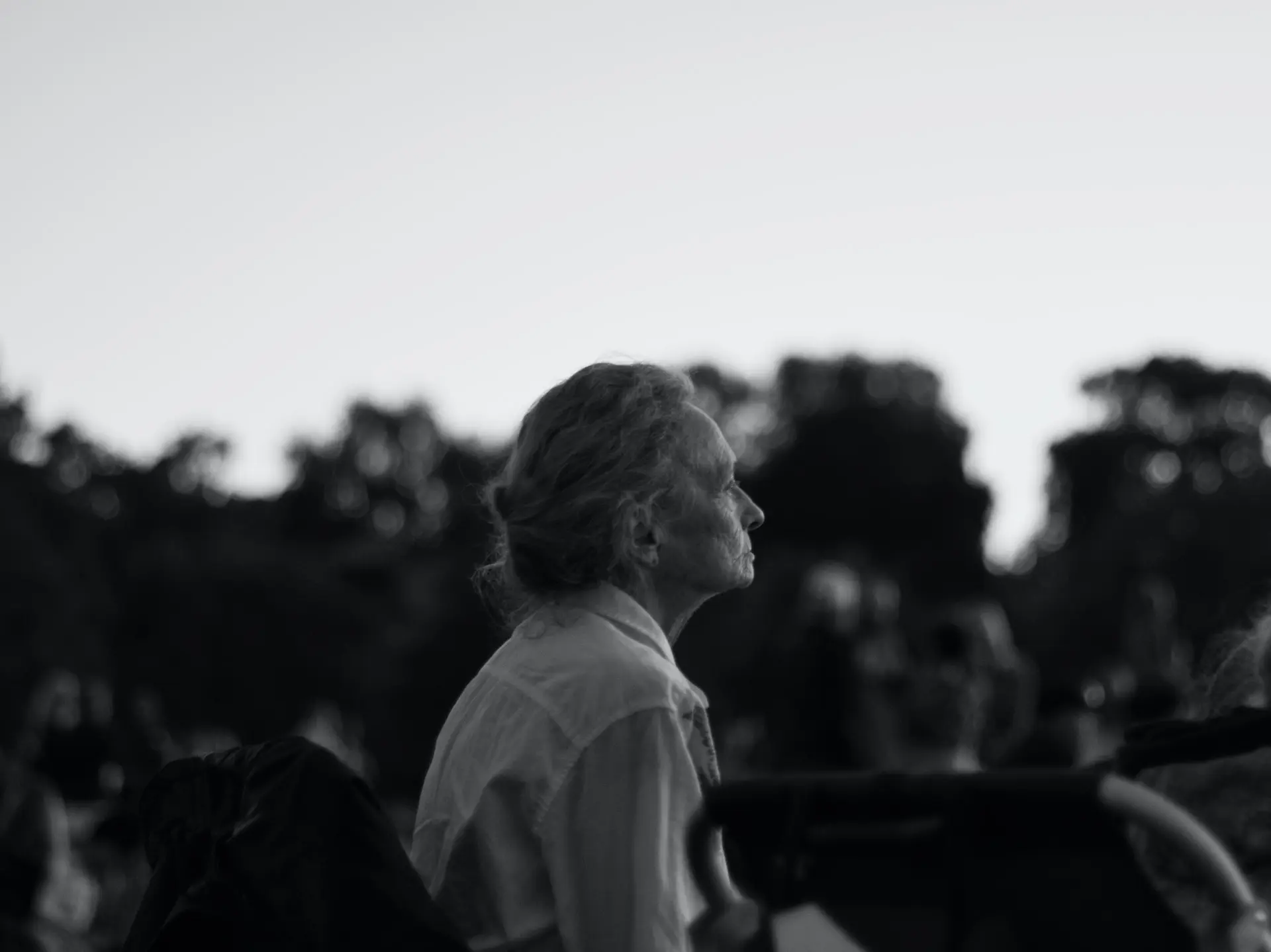 Lonely woman looks off into the distance